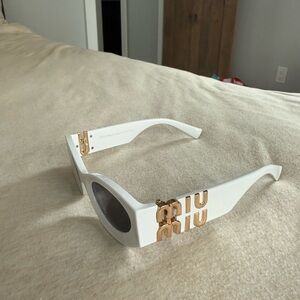 White MIU MIU Sunglasses with Gold